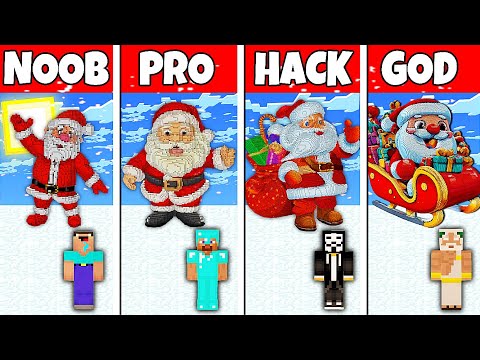 Minecraft Battle: NOOB vs PRO vs HACKER vs GOD! SANTA CLAUS STATUE BUILD CHALLENGE in Minecraft