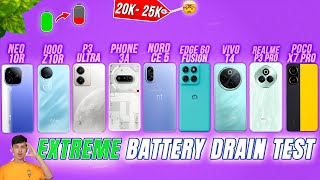 Extreme Battery Drain Test 🔋 iQOO Neo 10R /Z10R / T4/ X7 Pro/ Nord CE 5 & More! Great Freedom Sale