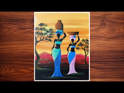 How to draw African Tribal Art | Acrylic painting of African culture