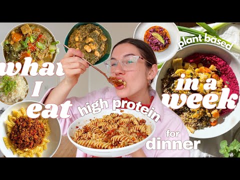 High Protein | What I Eat In A Week for Dinner!🍝 (5 full plant based recipes)