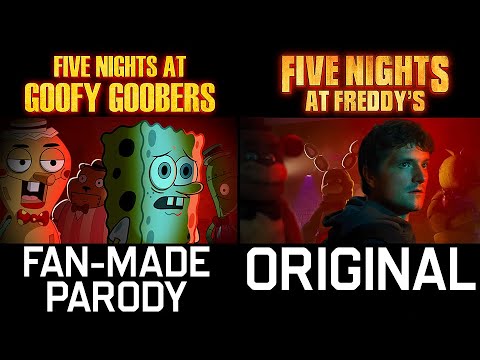 FIVE NIGHTS AT FREDDY'S (FNAF) and SPONGEBOB Parody Side-By-Side Comparison