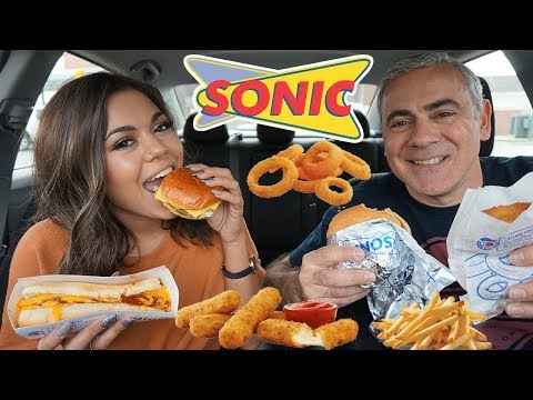 SONIC MUKBANG! (BURGERS, CHILI CHEESE DOG, ONION RINGS, MOZZ STICKS) YUMM! | Steph Pappas