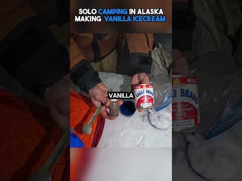 Solo Camping Making Vanilla Ice cream #shorts #viral