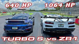 ZR1 VS TURBO S * 1,064 HP Chevrolet Corvette C8 ZR1 out launches a Porsche 911 Turbo S!? * 1/4 Mile