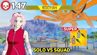 147 Kill Solo vs Squad 9 Gameplay BOOYAH, Bundle Sakura Free Fire X NARUTO