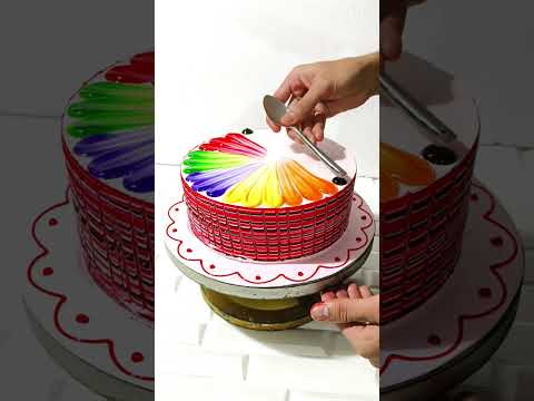 Rainbow Colour Cake Design 🌈 || Cake Recipe #shorts #youtubeshorts #viralvideo