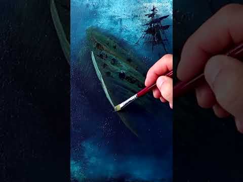 How to Paint an Underwater Shipwreck | Step-by-Step Acrylic Painting Technique #underwaterart #art
