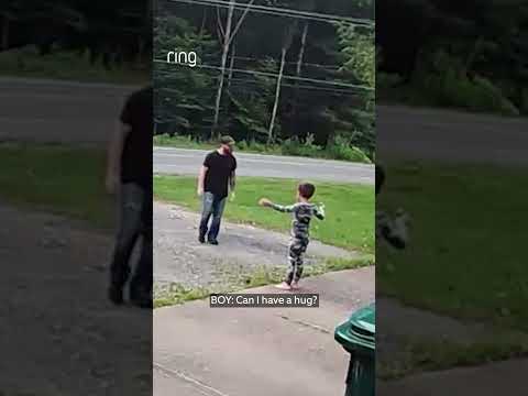 Son Gives Dad a Hug Before Work