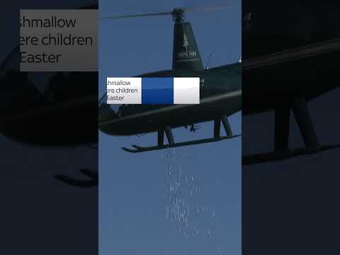 Helicopter drops 15,000 marshmallows for children as Easter treat