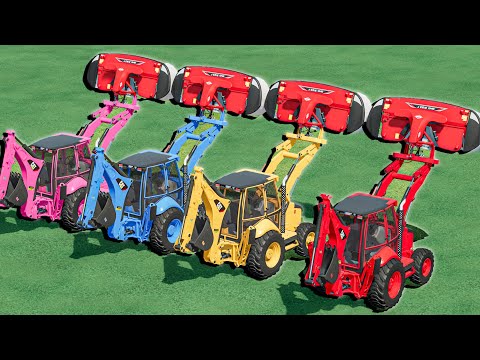 Work With COLORS - CAT BACKHOE LOADER  with GRASS JOB  - Farming Simulator 22