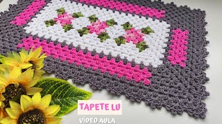 Tapete Lu em crochê retangular lindo e muito fácil de fazer @lucivaniaartescroche #crochet #aula