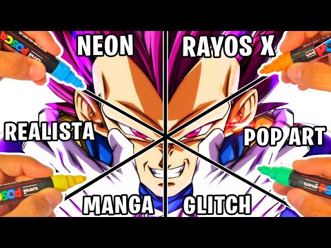 Un Dibujo, ¡PERO EN 6 ESTILOS de Arte DIFERENTES😱! Vegeta Ultra Ego