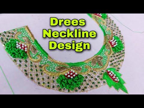 Aari work Neckline Design Tutorial on Dress! Ring Knot...