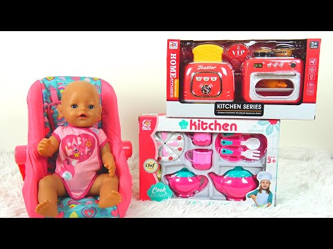 Baby Born unboxing new toy kitchen and toy tea set