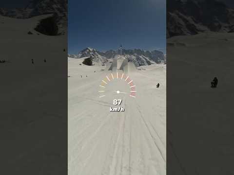 Top speed: 87 km/h💨 Valentino Guseli flying towards a world record of highest air on a snowboard🏆