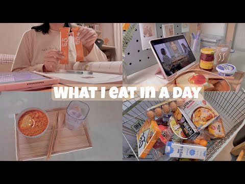 🍜 WHAT I EAT IN A DAY as a college student in Korea 🇰🇷 | grocery shopping, making spicy ramen