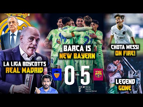 Barcelona beats Valencia 5-0 review, La Liga boycotts Madrid, Thiago Messi 11 goals, Marcelo retire