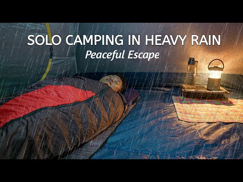 SOLO CAMPING IN HEAVY RAIN | Peaceful Night in the Storm