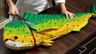 Catch & Fillet a LEGO RARE Giant Mahi Mahi Dolphin Fish Deep Sea Monster IRL recipes Compilation!