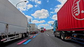 Driving on the highway from Saitama toward Tokyo, A route with very heavy truck traffic  4K