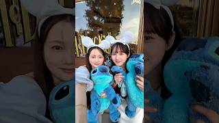鹿の間ちゃんとお揃いスティッチコーデで25周年のディズニーシー行ってきた🗼🐭🩵#shorts
