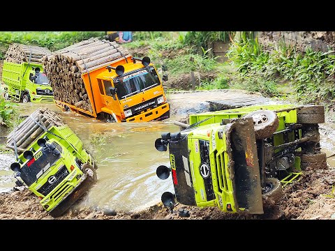 BANYAK GAYA Sopir Truk Engkel Hino 500 Laka Lintas Truk Fuso 220 Ps Muatan Penuh Rc Truk Handmade