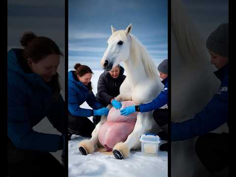 A touching story about a pregnant Siberian horse giving birth to a lovely foal with help from humans