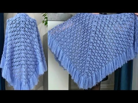 شال كروشيه مثلث رائع ومميز/crochet shawl