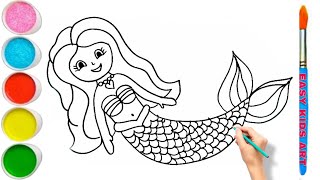 How to Create a Stunning Mermaid Drawing🧜‍♀️ | Easy Art Tutorial for Kids