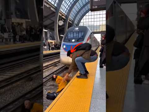 Seconds Before the Train… A Girl Jumped to Save a Dog 🐶❤️ #dog #shorts #train #fyp