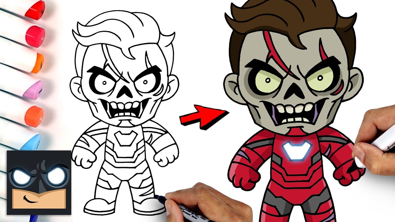 How To Draw Zombie Iron Man - What If? (Draw + Color)
