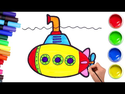 How To Draw A Submarine🛳️| Easy Drawing and Coloring For Kids | Chiki Art | HooplaKidz How To