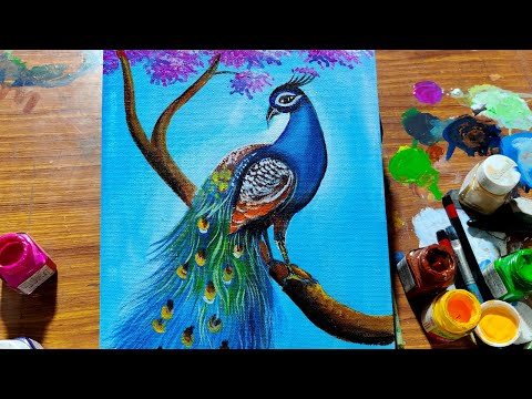 how to draw peacock with acrylic color color,how to draw a peacock step by step,easy peacock drawing