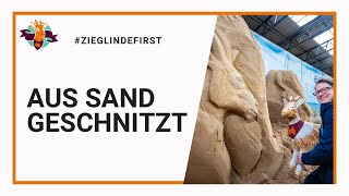 Zieglinde bei den Sandskulpturen in Travemünde