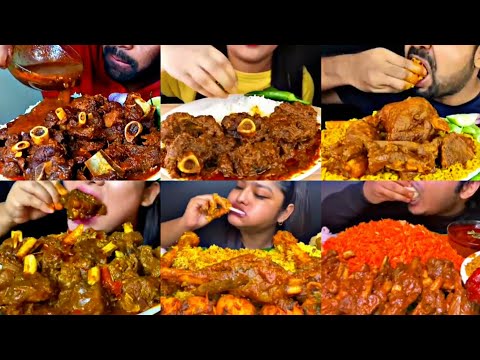 ASMR EATING SPICY MUTTON CURRY, MUTTON BIRYANI, EGGS | BEST INDIAN FOOD MUKBANG |Foodie India|