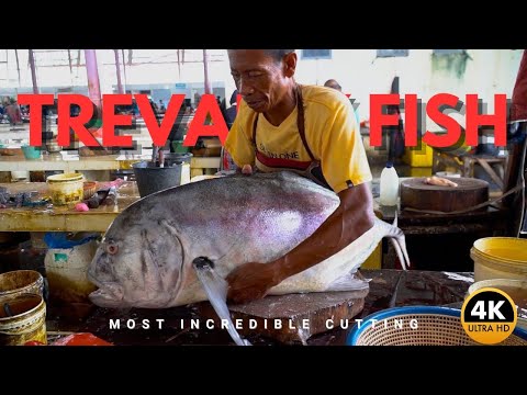 TREVALLY FISH CUTTING SKILL SATISFYING || MOST INCREDIBLE FISH CUTTING