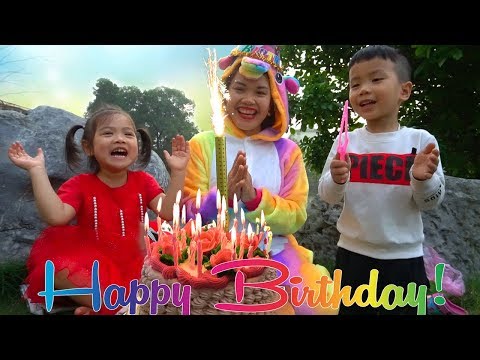 Happy Birthday to Mommy at birthday party outdoors with surprise gift cake from Anto and Diana