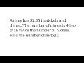 Nickels and Dimes Word Problems