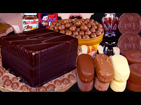 ASMR MALTESERS CHOCOLATE CAKE MAGNUM ICE CREAM NUTELLA DESSERT MUKBANG 초콜릿 먹방チョコレート 咀嚼音EATING SOUNDS