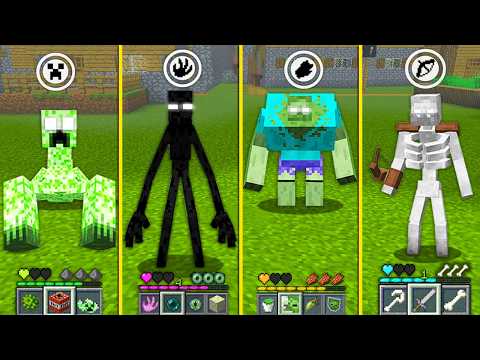 MUTANT MOBS BECAME HEROBRINE SKELETON ZOMBIE ENDERMAN CREEPER HOW TO PLAY in MINECRAFT Battle