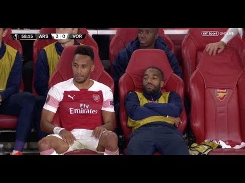 Alexandre Lacazette has Arsenal fans in stitches as he reclines on the Gunners bench looking