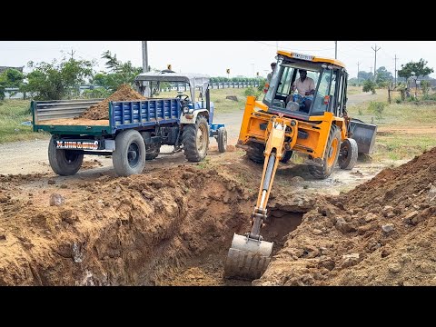 Finally JCB 3DX New Fuel Station Tank Msand Filling Drainage Trench dig and Building work finished