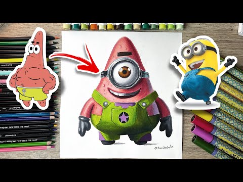 Dibujando a PATRICIO fusionado con MINION 🩷 ¿Qué nombre le pones?