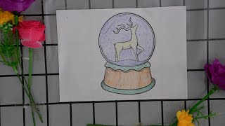 Complete the painting of a snow globe