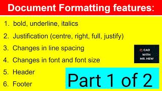 How to format bold, underline, italics, justification (center, right, full, justify), line spacing