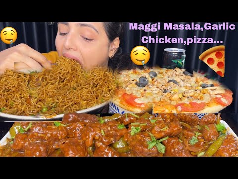 Spicy Maggi Masala, Garlic Chicken, Chicken Pizza | Mukbang Eating Show