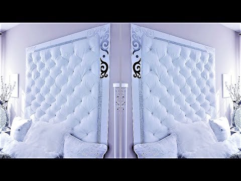 Make your own Showroom Wall with Crystal Tufted HeadBoard| Diy Christmas Bedroom prep!