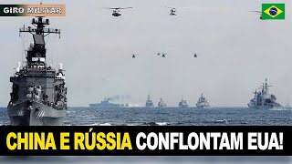 Rússia e China detonam o Mar do Japão em resposta nuclear aos EUA Exército, Marinha, Forças Armadas.