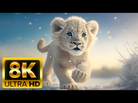 BABY ANIMALS 8K (60FPS) UHD - Cute Young Wild Animals With Relaxing Music (Colorfully Dynamic)