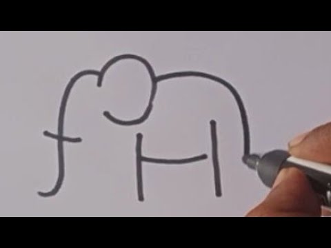 Elephant drawing / Elephant drawing from letter FH /  Elephant drawing easy way / Animal drawing